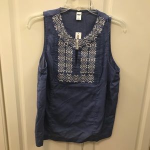 OLD NAVY Embroidered Sleeveless Blouse Top Sz S